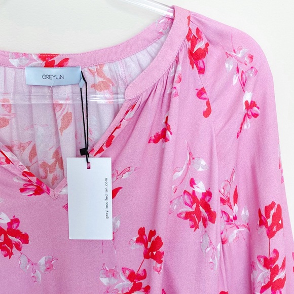 Greylin Ava Valentine Floral Long Sleeve Blouse - Picture 6 of 7